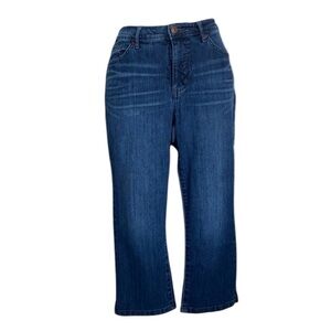 Indigo jeans, Women's 10 capri, denim, classic 5 pockets, ankle slit, Euc